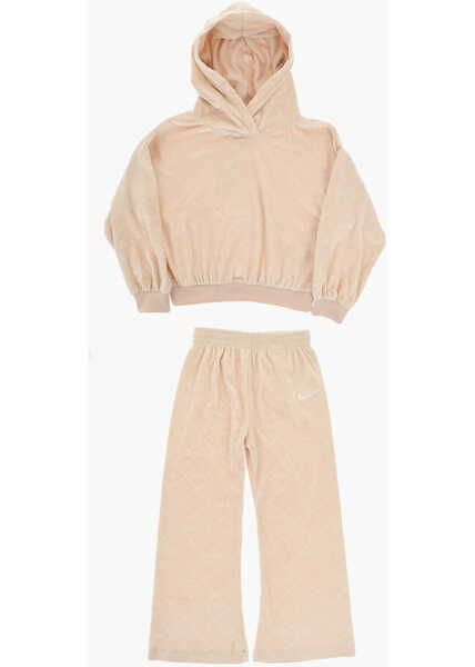Pantaloni de trening Nike Velvet Sweatshirt And Joggers Set With All-Over Logo Beige Baieti (BM 17032072) 1