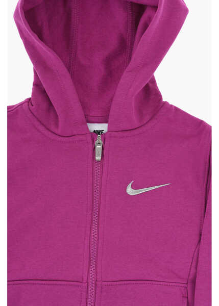 Hanorace Nike Solid Color Sweatshirt And Leggings Set With Contrasting Log Pink Baieti (BM 17032255) 3