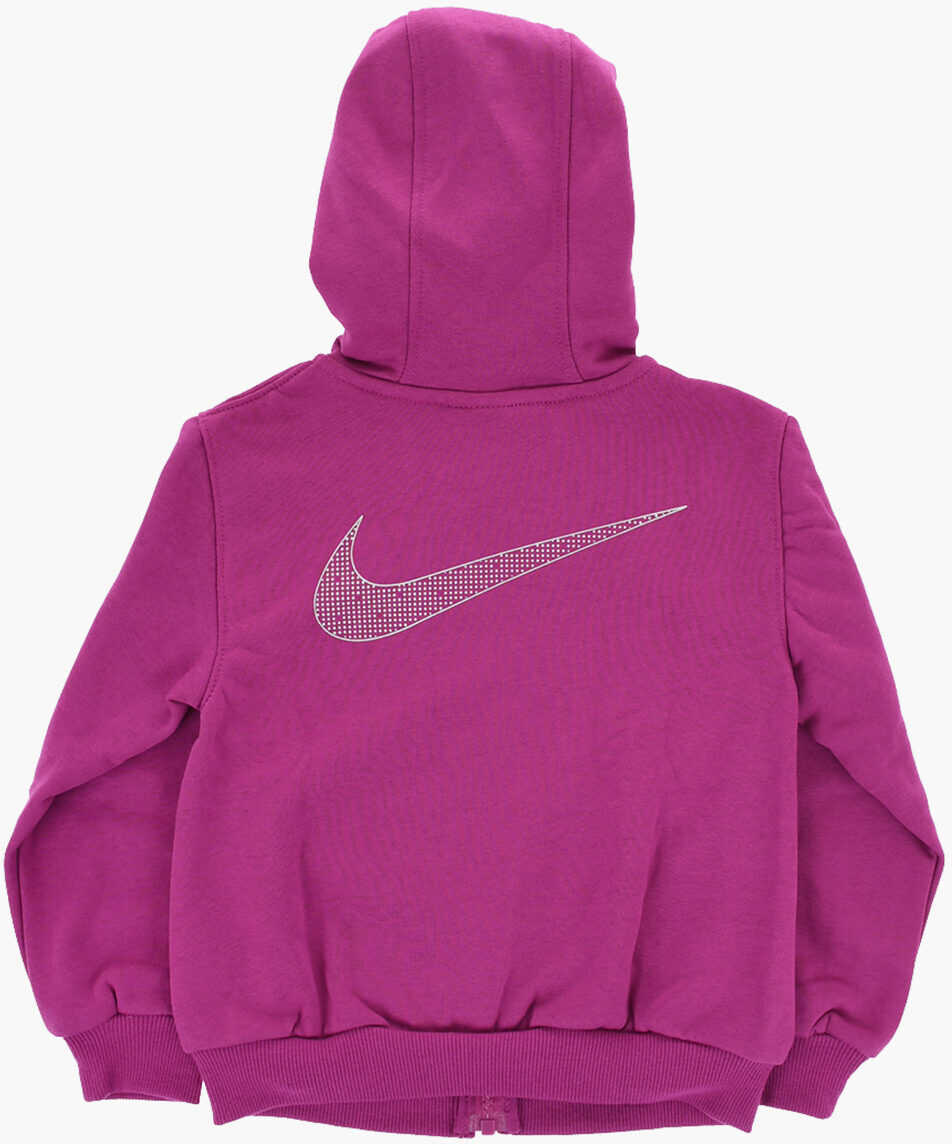 Hanorace Nike Solid Color Sweatshirt And Leggings Set With Contrasting Log Pink Baieti (BM 17032255) 4