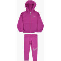 Hanorace Solid Color Sweatshirt And Leggings Set With Contrasting Log Baieti