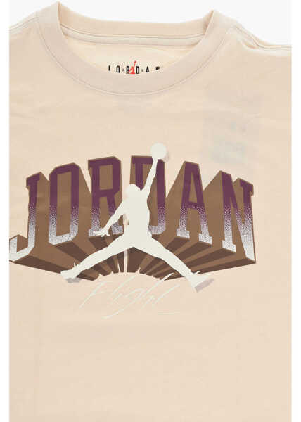 Tricouri Nike Air Jordan Solid Color Crewneck T-Shirt With Printed Logo Beige Baieti (BM 17032324) 2