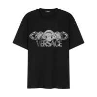 Tricouri Versace Black T-Shirt With Medusa Head Logo Print On The Front In Cotton Man