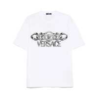 Tricouri White T-Shirt With Medusa Head Logo Print On The Front In Cotton Man Barbati