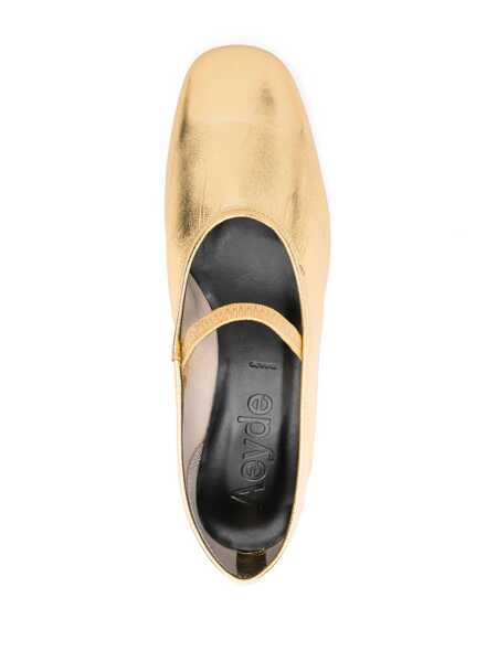 Pantofi cu toc AEYDE Aeyde Pippa Crackle Laminated Calf Leather Gold Shoes GREY Femei (BM 17035221) 4