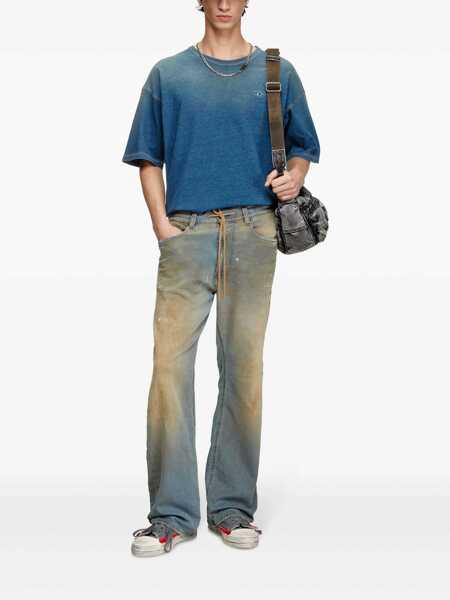Tricouri Diesel T-Boxt Blue T-Shirt With Oval D Logo Embroidery On The Front And Contrasting Stitching In Cotton Man BLUE Barbati (BM 17035290) 2