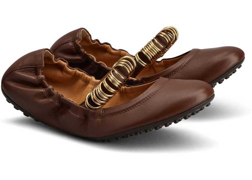 Balerini TODS Ballet Flats Wit Eyelets BROWN Femei (BM 17043125) 2