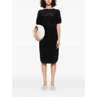 Rochii Fabiana Filippi Dama - Rochii Fabiana Filippi BRILLIANT COTTON SHORT SLEEVE BOATNECK KNIT DRESS Black Femei (BM 17043538) - B-mall.ro