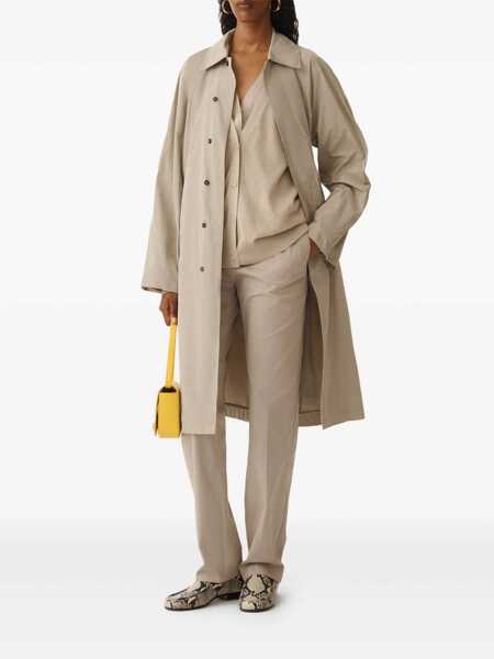 Pantaloni Fabiana Filippi COTTON GABARDINE REGULAR FIT TROUSERS WITH FILO DIAMANTE Beige Femei (BM 17043727) 2