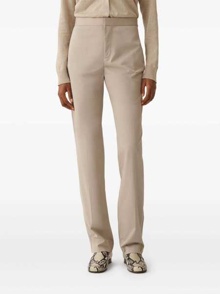 Pantaloni Fabiana Filippi COTTON GABARDINE REGULAR FIT TROUSERS WITH FILO DIAMANTE Beige Femei (BM 17043727) 3