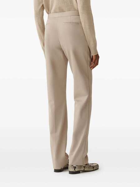 Pantaloni Fabiana Filippi COTTON GABARDINE REGULAR FIT TROUSERS WITH FILO DIAMANTE Beige Femei (BM 17043727) 4