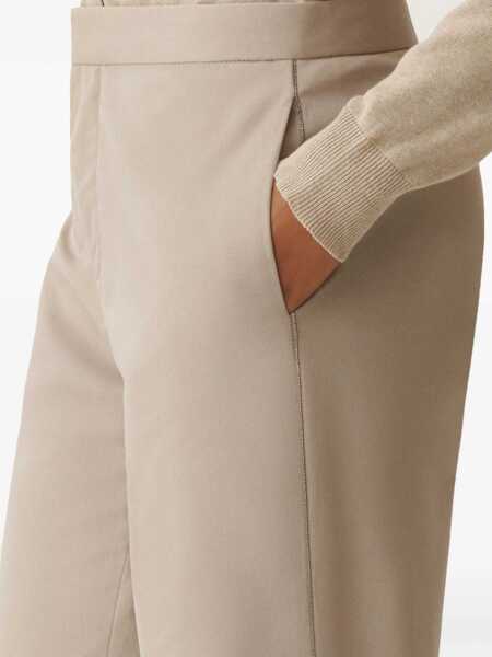 Pantaloni Fabiana Filippi COTTON GABARDINE REGULAR FIT TROUSERS WITH FILO DIAMANTE Beige Femei (BM 17043727) 5