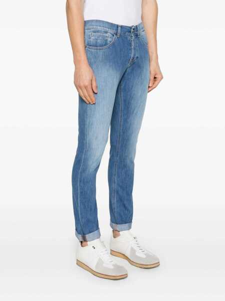 Blugi drepti Dondup GEORGE PANTS Blue Barbati (BM 17045167) 3