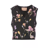 Geci Twinset Gilet In Black With Floral Print Femei