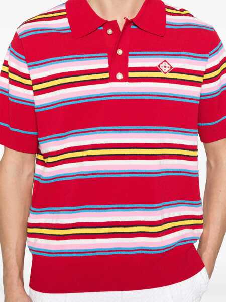 Tricouri Polo Casablanca Casablanca Striped Knit Polo Shirt RED MULTI Barbati (BM 17047927) 4