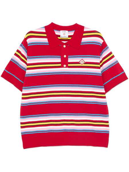 Tricouri Polo Casablanca Casablanca Striped Knit Polo Shirt RED MULTI Barbati (BM 17047927) 1