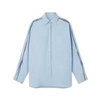 Camasi Stella McCartney Light Blue Cotton Shirt With Chain Detail Femei