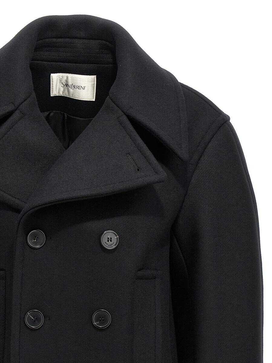 Geci Saint Laurent Saint Laurent Oversized Caban Coat Black Femei (BM 17050564) 3