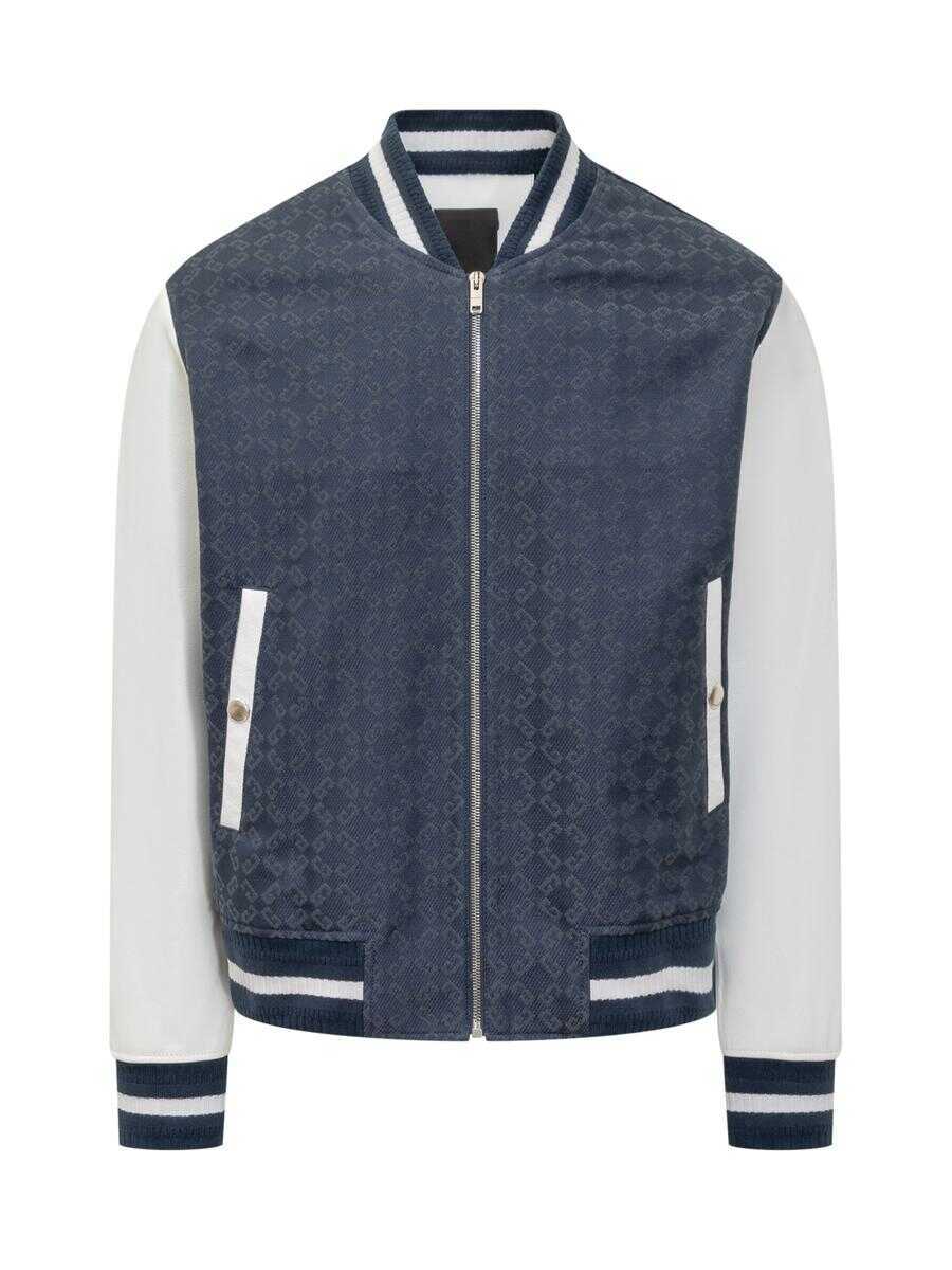 Pulovere Givenchy Givenchy Mixed Mat Varsity Jacket BLUE Barbati (BM 17052382) 1