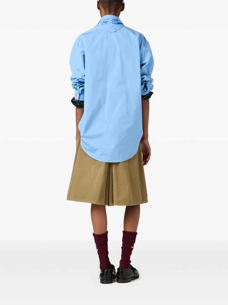 Camasi Miu Miu Miu Miu Scarf-Detail Poplin Shirt Blue Femei (BM 17057431) 3