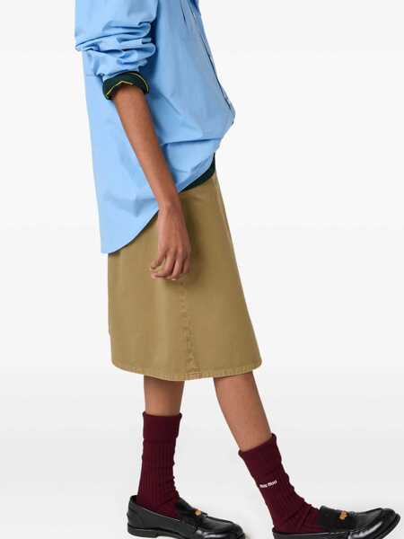 Camasi Miu Miu Miu Miu Scarf-Detail Poplin Shirt Blue Femei (BM 17057431) 5