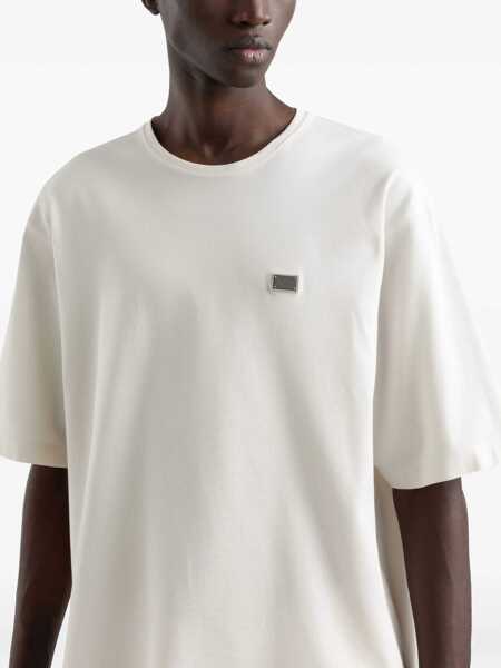 Tricouri Dolce & Gabbana Cotton T-Shirt With Plaque IVORY Barbati (BM 17061053) 4