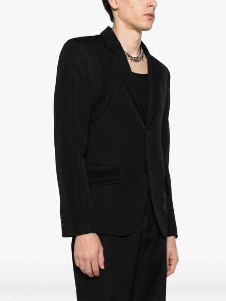 Sacouri Off-White Virgin Wool Formal Vars Blazer With Logo Patch Black Barbati (BM 17061503) 3