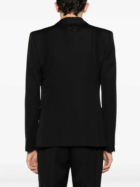 Sacouri Off-White Virgin Wool Formal Vars Blazer With Logo Patch Black Barbati (BM 17061503) 4