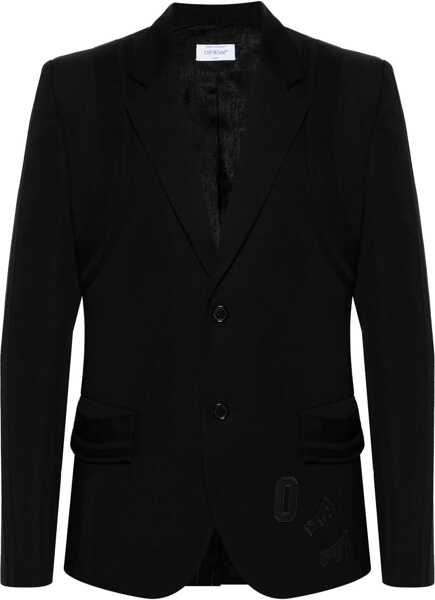 Sacouri Off-White Virgin Wool Formal Vars Blazer With Logo Patch Black Barbati (BM 17061503) 1