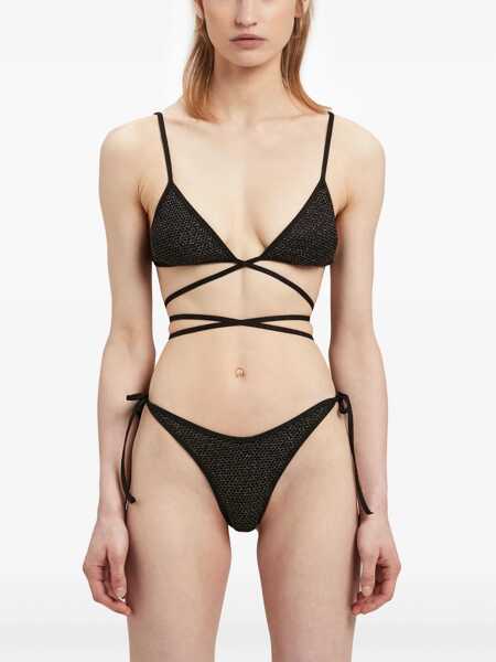 Bikini Palm Angels Lurex Bikini Triangle With Criss-Cross Lace-Up Green Femei (BM 17061821) 3