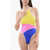 DSQUARED2 Tricolour Stretch Nylon One-Piece Swimsuit Blue
