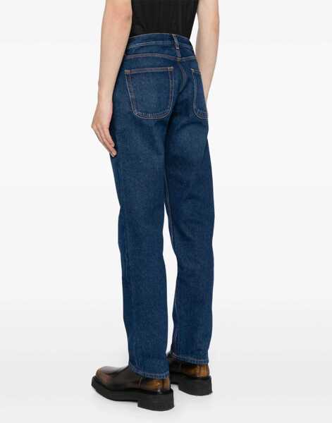 Blugi drepti Off-White For Ever Mid Waisted Tapered Fit Jeans 18Cm Blue Barbati (BM 17061860) 4