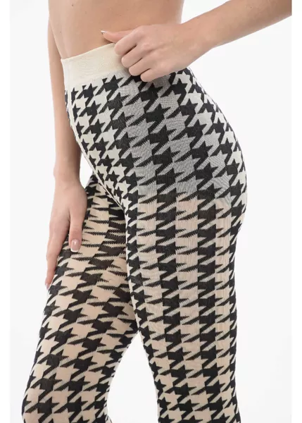 Sosete Burberry Cotton-Blended Houndstooth Tights Black & White Femei (BM 17062004) 3