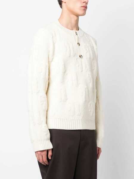 Pulovere Nanushka Wool And Nylon Figlo 3-Buttons Sweater White Barbati (BM 17062010) 3