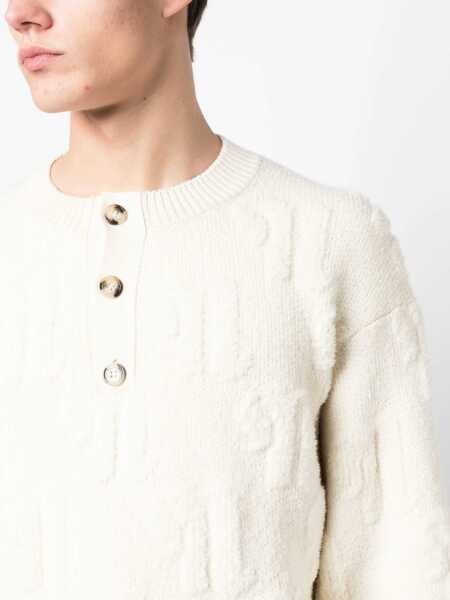 Pulovere Nanushka Wool And Nylon Figlo 3-Buttons Sweater White Barbati (BM 17062010) 5