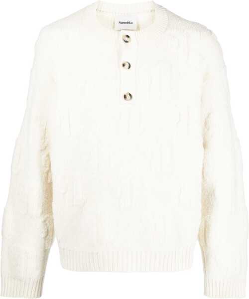 Pulovere Nanushka Wool And Nylon Figlo 3-Buttons Sweater White Barbati (BM 17062010) 1