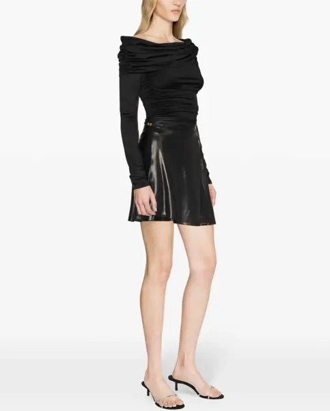 Fuste casual Versace Metallic-Effect Miniskirt With Lace-Up Detailing Black Femei (BM 17062025) 3