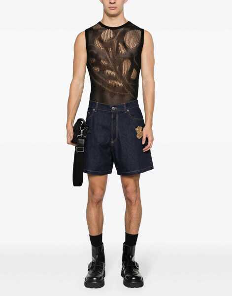 Pantaloni scurti Off-White Raw Wash 90Slogo Embroidered Denim Shorts Blue Barbati (BM 17062055) 2