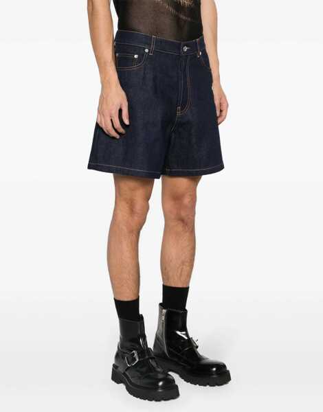 Pantaloni scurti Off-White Raw Wash 90Slogo Embroidered Denim Shorts Blue Barbati (BM 17062055) 3