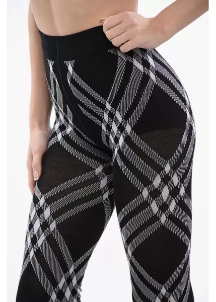 Sosete Burberry Wool-Blended Geomtric Tights Black & White Femei (BM 17062214) 3