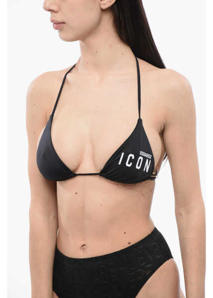 Sutiene DSQUARED2 Bikini Top With Printed Logo Black Femei (BM 17062265) 3