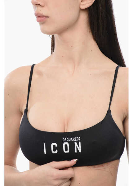 Sutiene DSQUARED2 Bikini Top With Contrasting Logo Black Femei (BM 17062268) 3