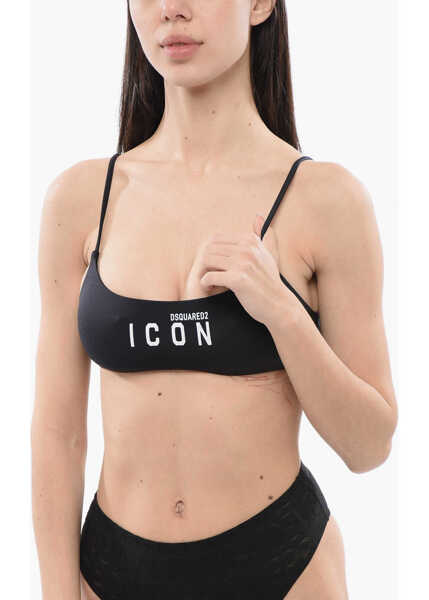Sutiene DSQUARED2 Bikini Top With Contrasting Logo Black Femei (BM 17062268) 1