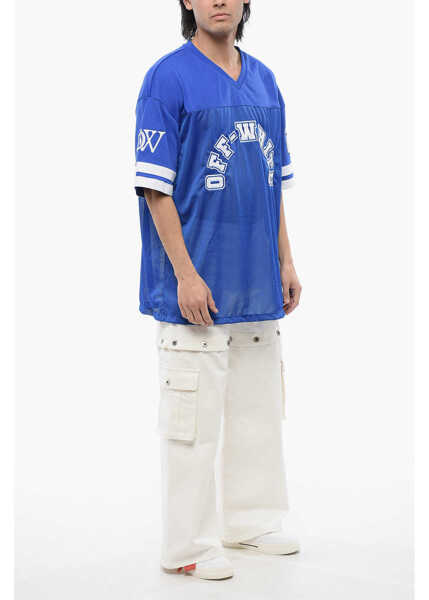 Tricouri Off-White Embroidered Mesh Football T-Shirt Blue Barbati (BM 17062295) 4