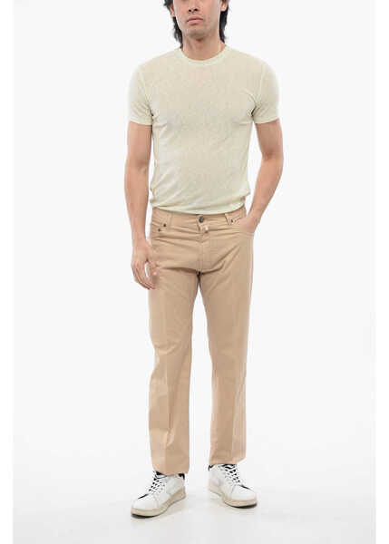 Pantaloni casual CORNELIANI Id Solid Color Stretch Cotton 5-Pocket Pants Beige Barbati (BM 17062409) 4