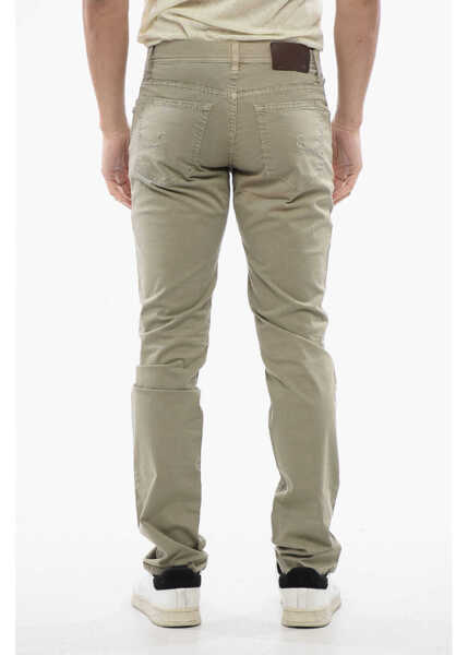 Pantaloni casual CORNELIANI Id Stretchy Cotton 5-Pocket Pants With Embroidered Logo 17Cm Green Barbati (BM 17062415) 2