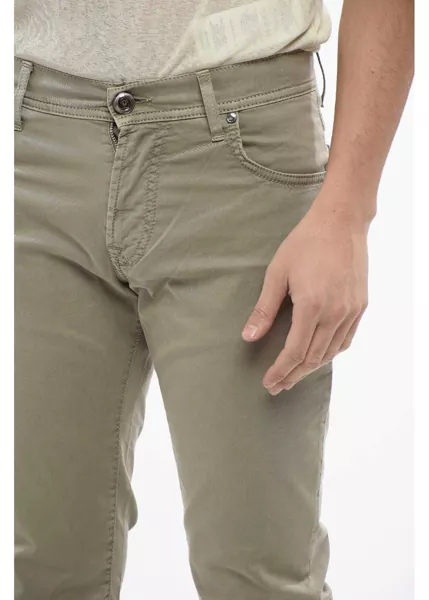 Pantaloni casual CORNELIANI Id Stretchy Cotton 5-Pocket Pants With Embroidered Logo 17Cm Green Barbati (BM 17062415) 3