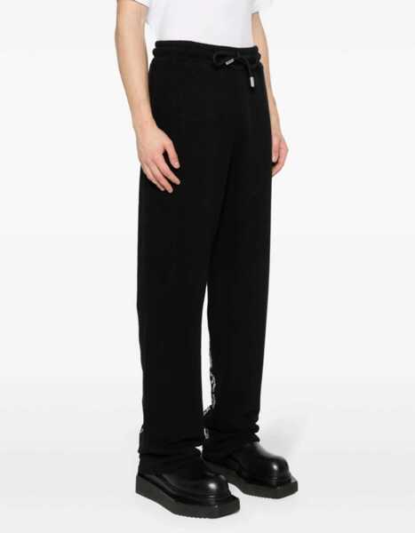 Pantaloni de trening Off-White Brushed Cotton Bandana Embroidered Joggers Black Barbati (BM 17062421) 4