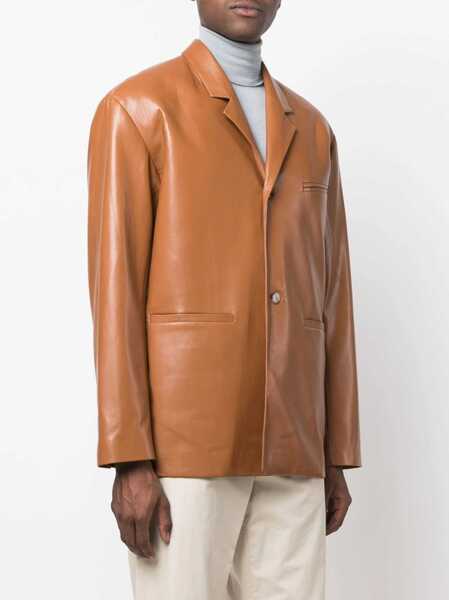 Sacouri Nanushka Center Vent Faux Leather Sanco Blazer Brown Barbati (BM 17062433) 3