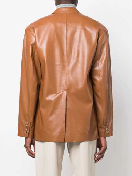 Sacouri Nanushka Center Vent Faux Leather Sanco Blazer Brown Barbati (BM 17062433) 4