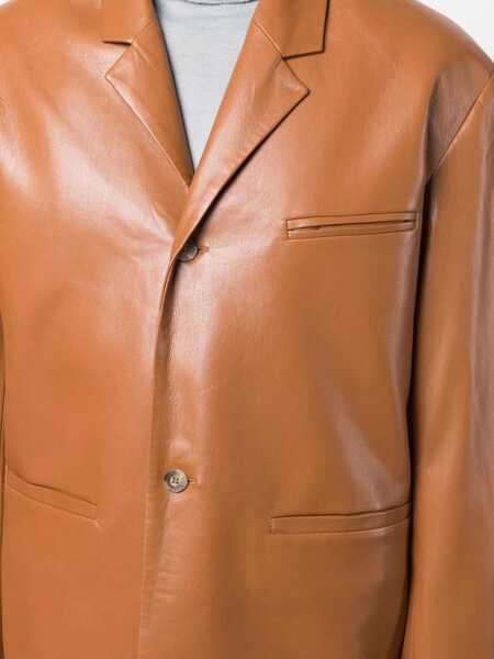 Sacouri Nanushka Center Vent Faux Leather Sanco Blazer Brown Barbati (BM 17062433) 5
